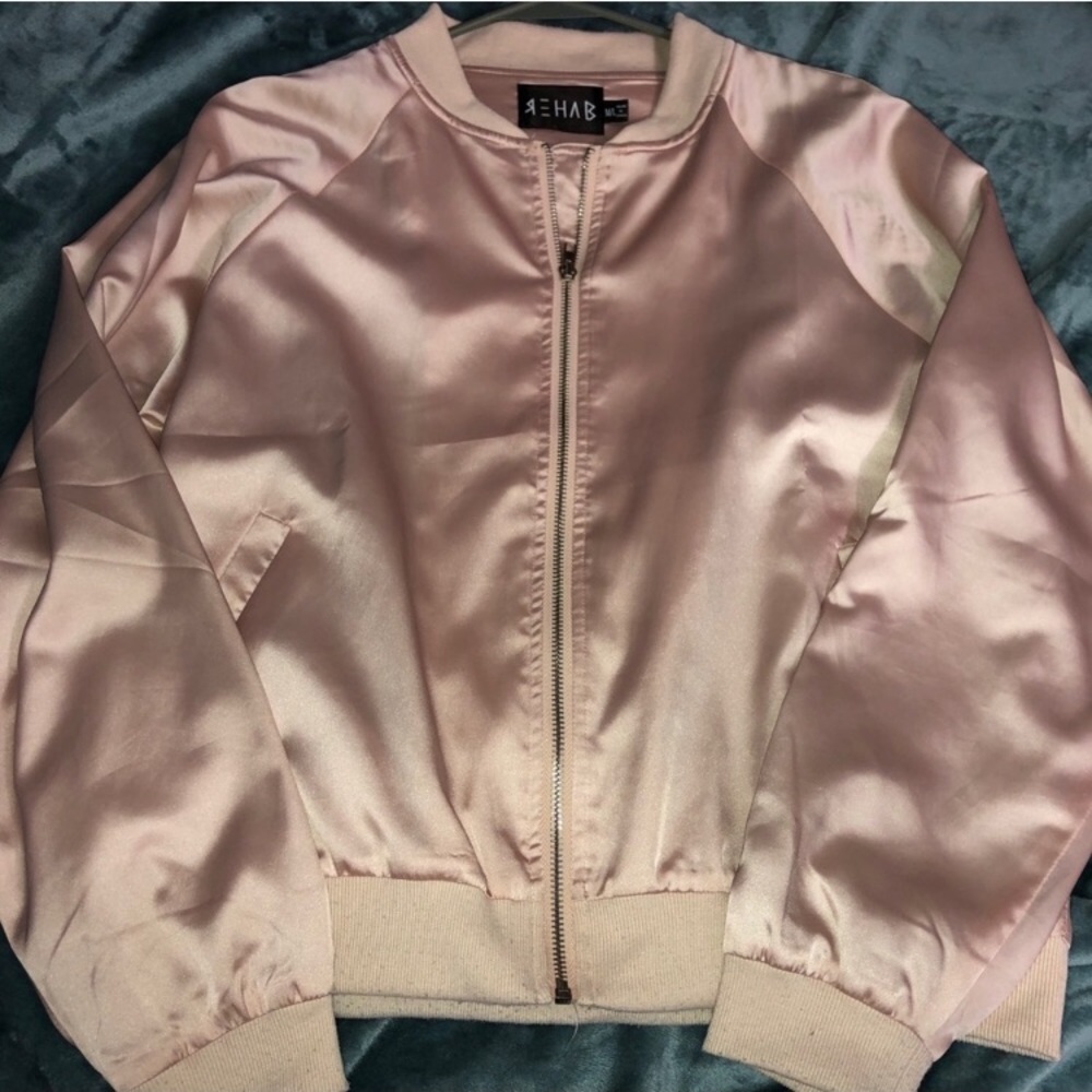 Satin baby pink bomber jacket
